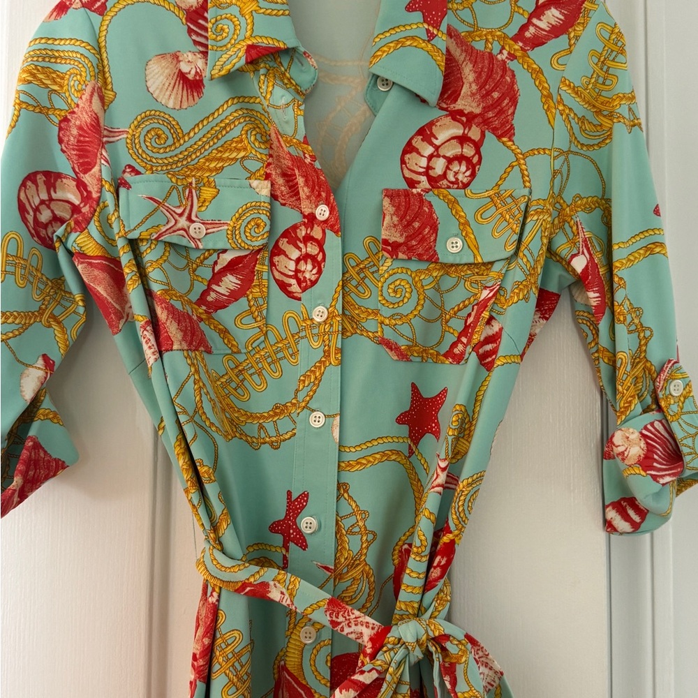 J McLaughlin button up shirt waist dress